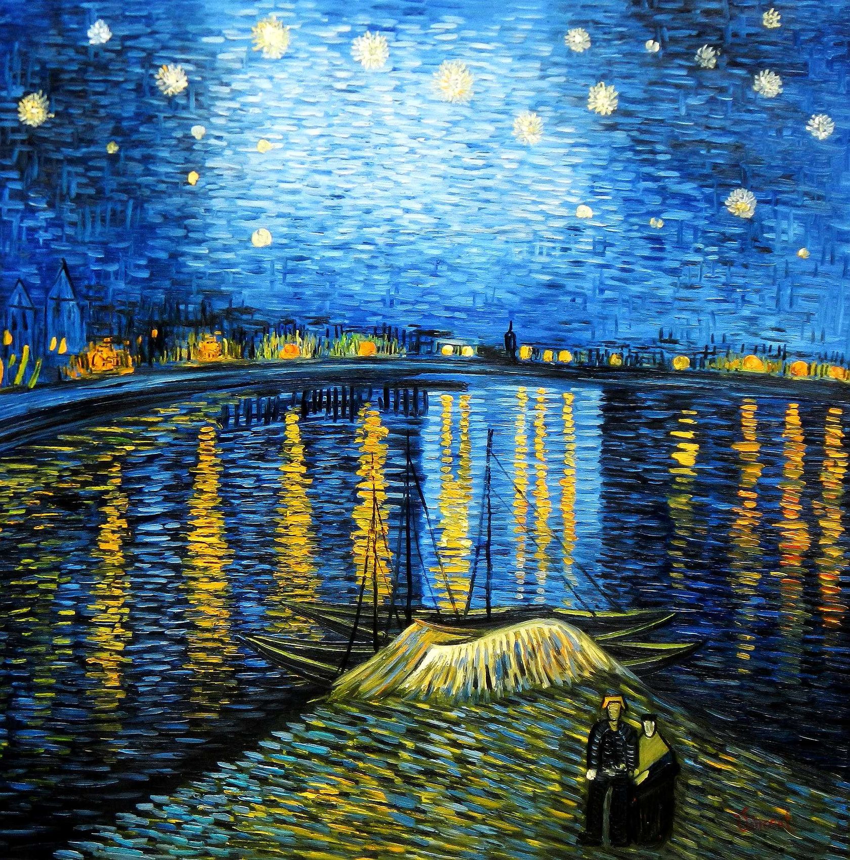 Vincent van Gogh - Starrynight 48x48 " oil painting | Unique Arts Webshop