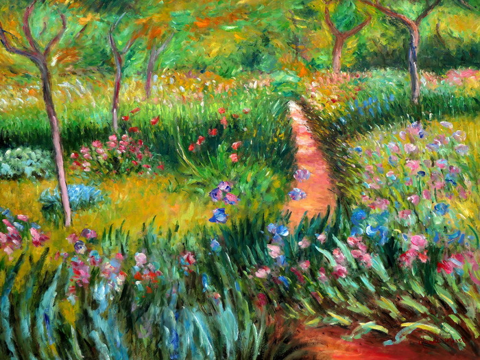 Claude Monet Monets Garden At Giverny 90x120 Cm Oil Painting - Claude Monet Garden At Giverny Painting Claude Monet Monets Garden At Giverny 90x120 Cm Oil Painting - Claude Monet Garden At Giverny Painting
