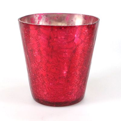Windlicht Teelichthalter Glas konisch Ø9,9cm Vintage Strukturglas Teelichtglas | H10cm Floral-Direkt