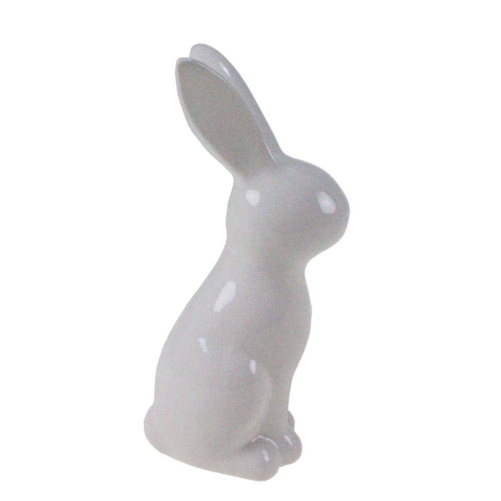 Hase aufrecht Keramik weiß | 14,5x6,5x4,5cm Osterhase Frühling Figur Floral-Direkt Ostern
