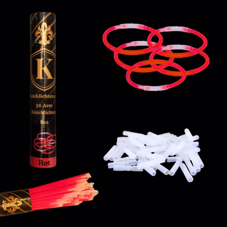 50 Rote Arm-Knicklichter + 50 Flex Verbinder – Geprüfte Premium Party Glowsticks 