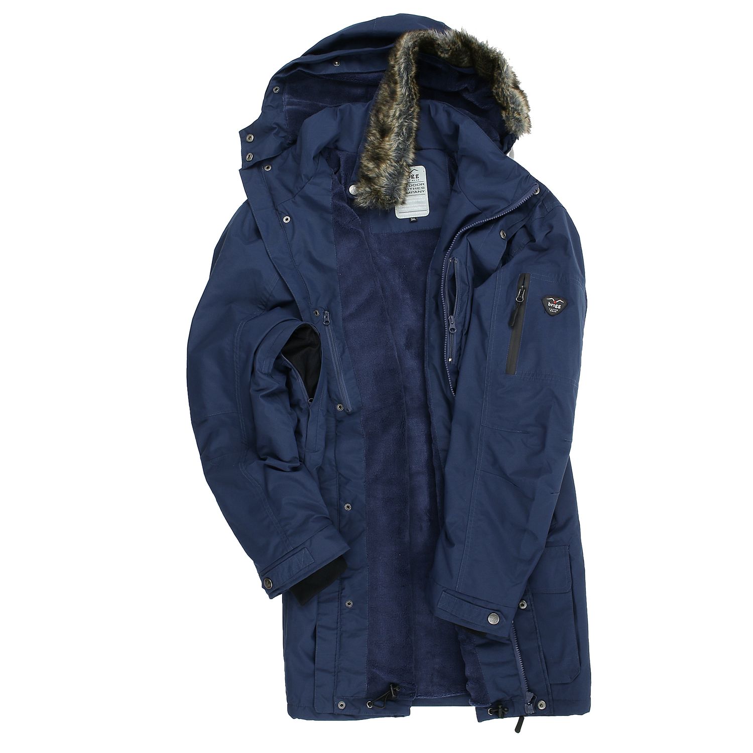 Parka D Hiver Fonctionnelle De Brigg Grandes Tailles Jusqu Au 10xl Bleu Marine Mode Masculine En Surdimensionnes Big Basics