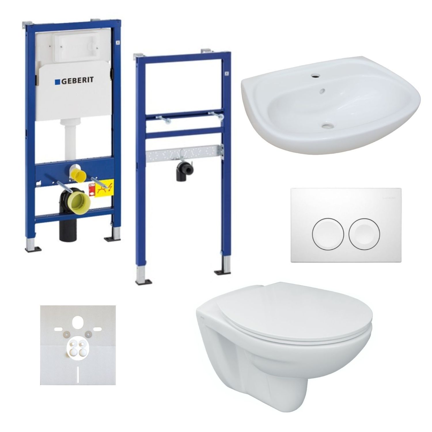 Wand-WC 54 cm inkl. WC-Sitz, Geberit Basic UP 100, Waschtisch, WC ... Wand-WC 54 cm inkl. WC-Sitz, Geberit Basic UP 100, Waschtisch, WC ...