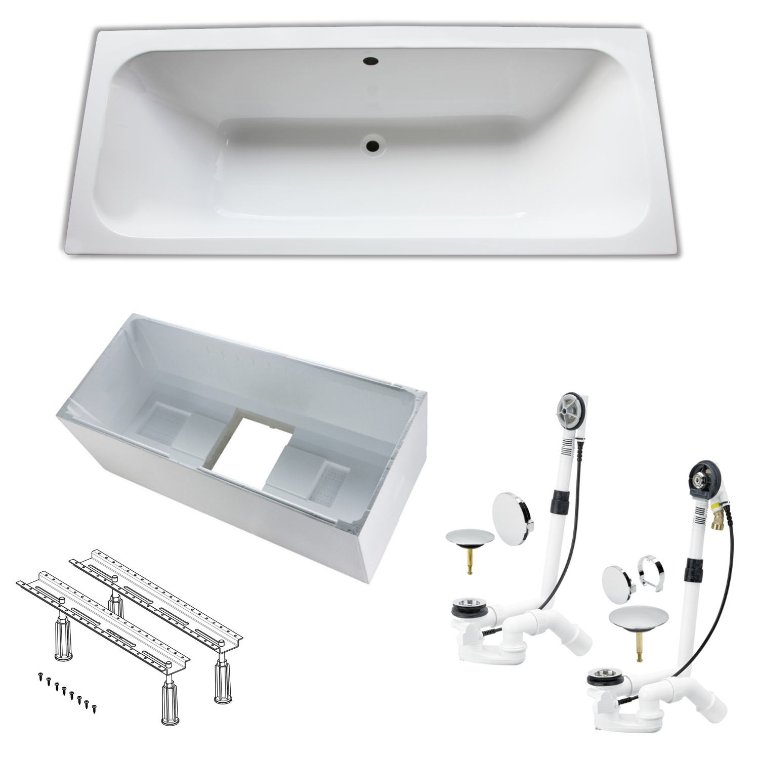 Design Acryl Badewanne in weiß 180 x 80 cm optional mit ...