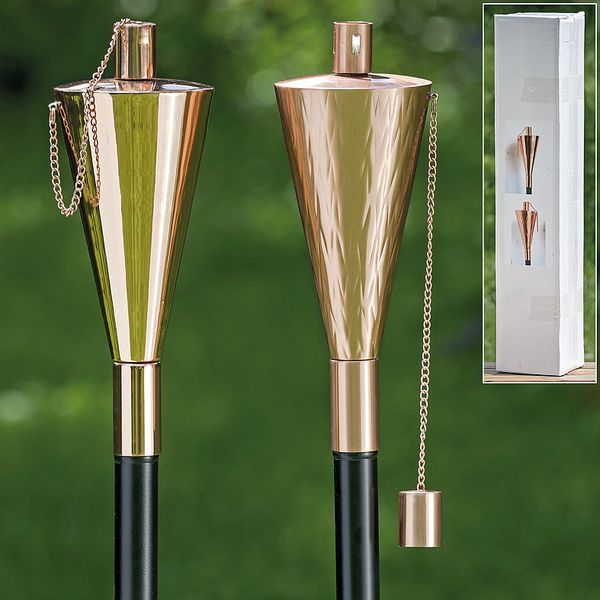 Gartenfackel " Tulip " mit Metallstab, in Kupfer