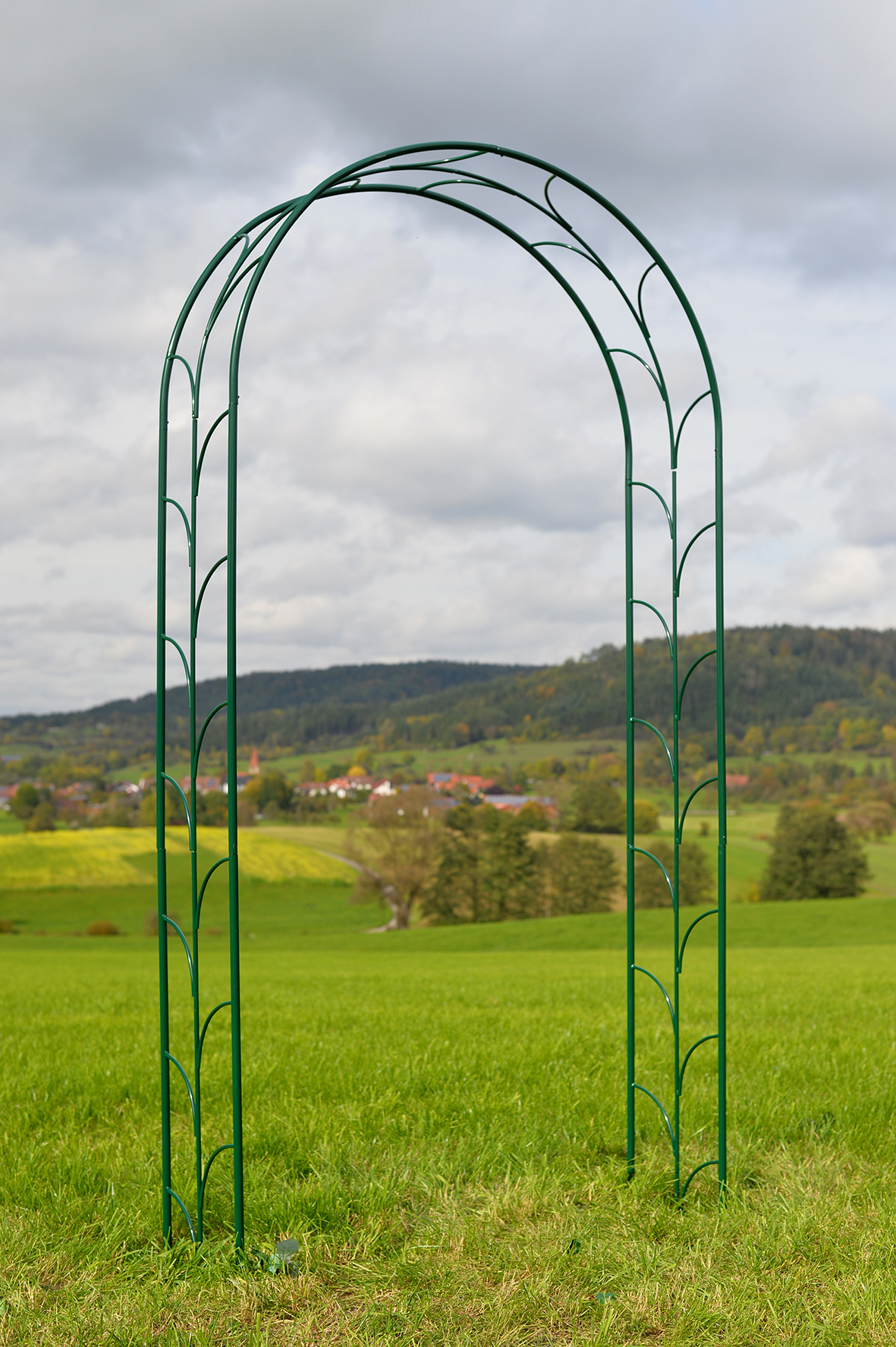 Grüner Rosenbogen Metall, B:124cm / H:244cm, Rankbogen, Metall-Bogen