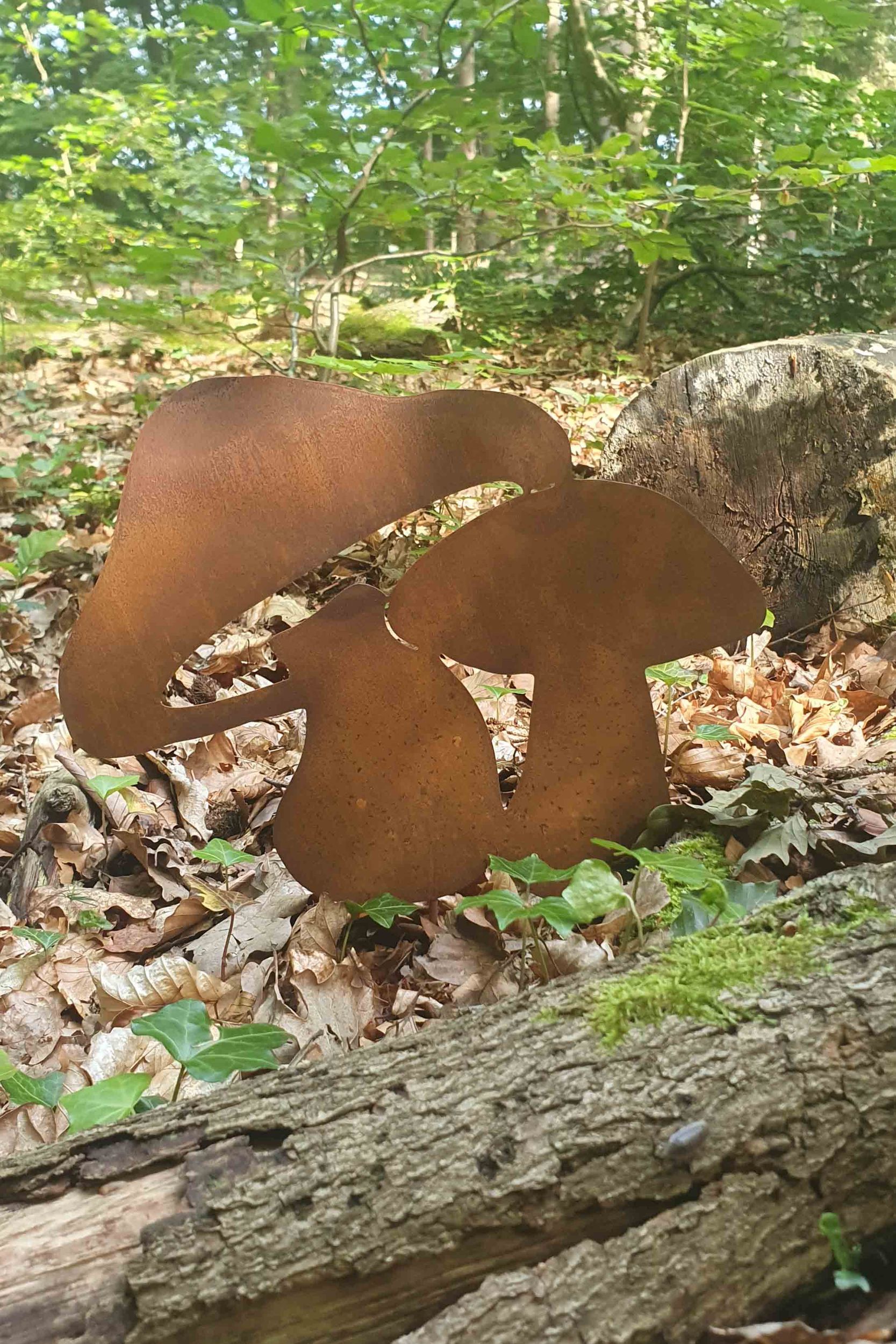 Rostige Pilze Deko 2er Set - Gartenstecker Mit Edelrost Optik