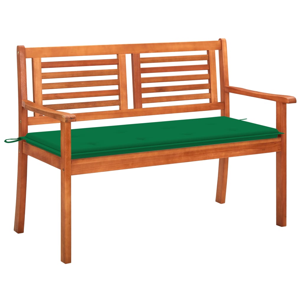 2-Sitzer-Gartenbank mit Auflage 120 cm Massivholz Eukalyptus 102556