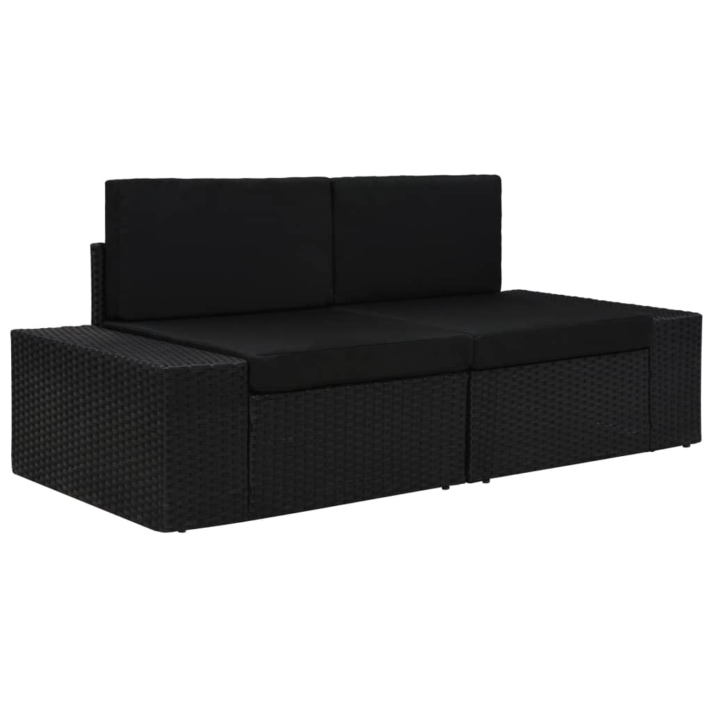 Modulares 2-Sitzer-Sofa Poly Rattan Schwarz 106148
