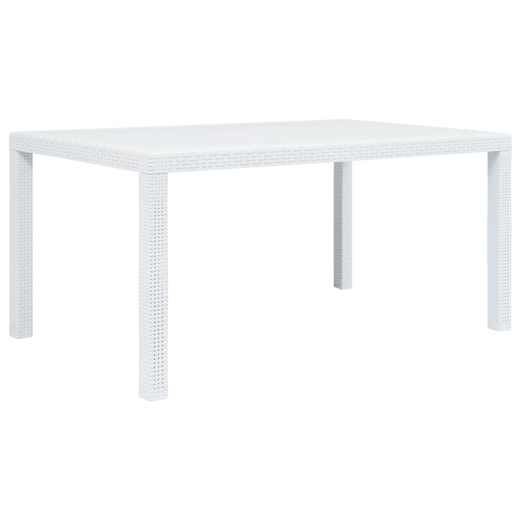 Gartentisch Weiß 150 x 90 x 72 cm Kunststoff Rattan-Optik 106161