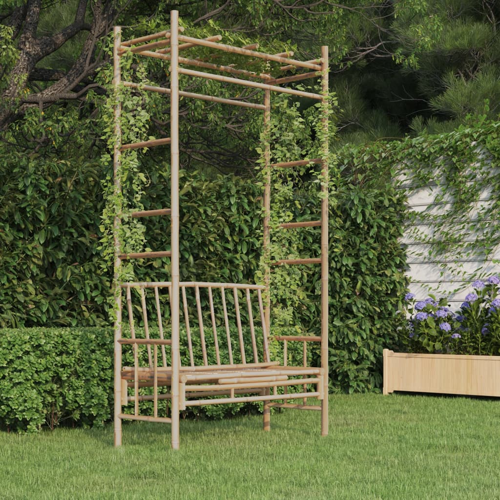 Gartenbank mit Pergola 116 cm Bambus 112861