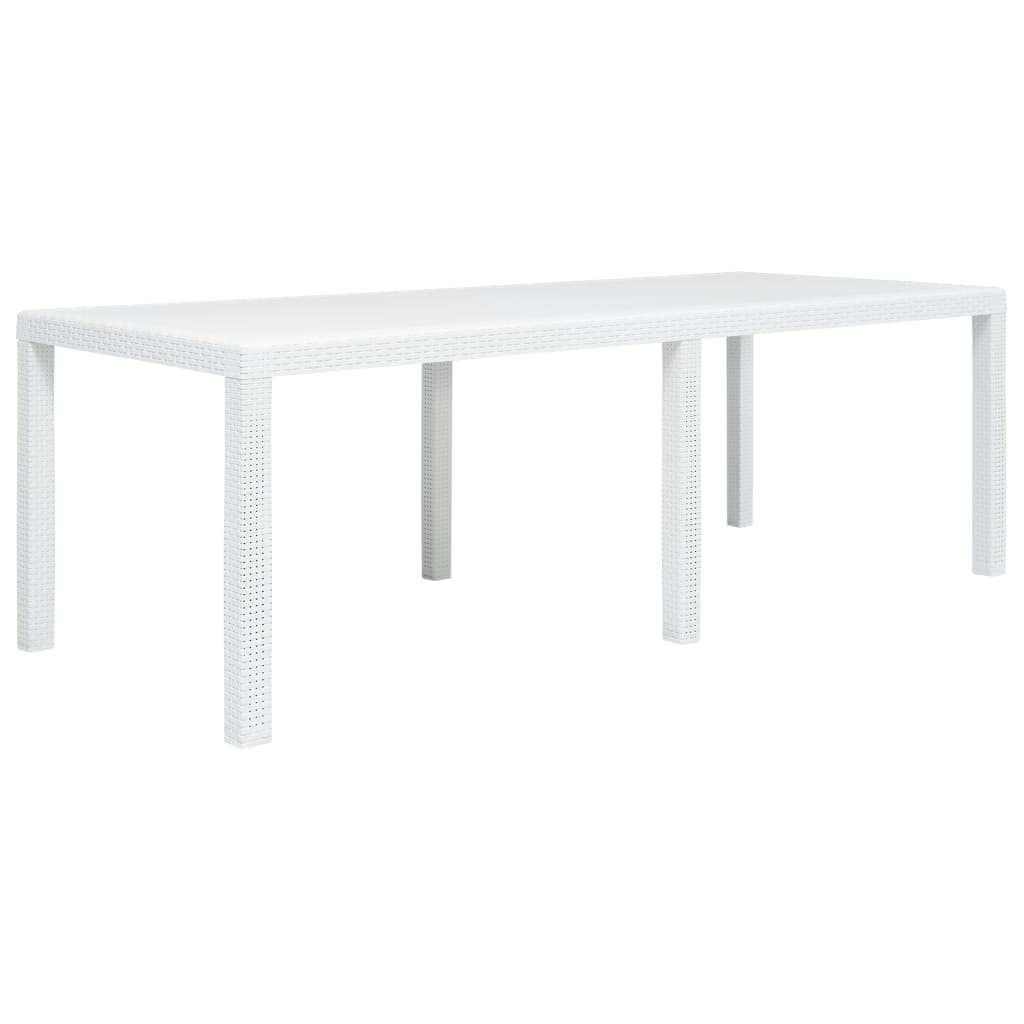 Gartentisch Weiß 220 x 90 x 72 cm Kunststoff Rattan-Optik 116111