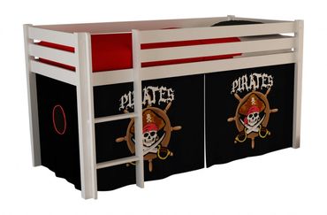 Hochbett Pino Spielbett Kinderbett Einzelbett Weiß / Piraten