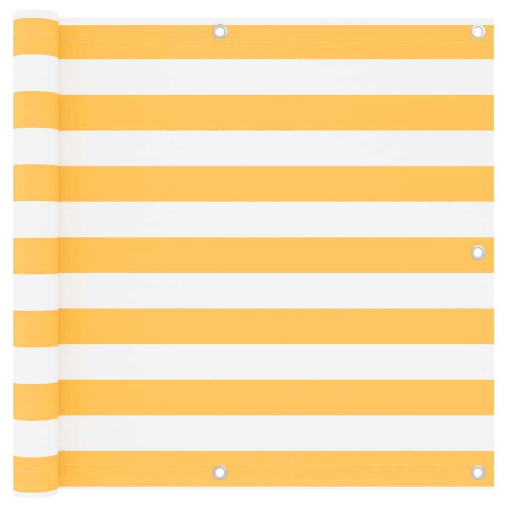 Balkon-Sichtschutz Weiß und Gelb 90x600 cm Oxford-Gewebe 143894