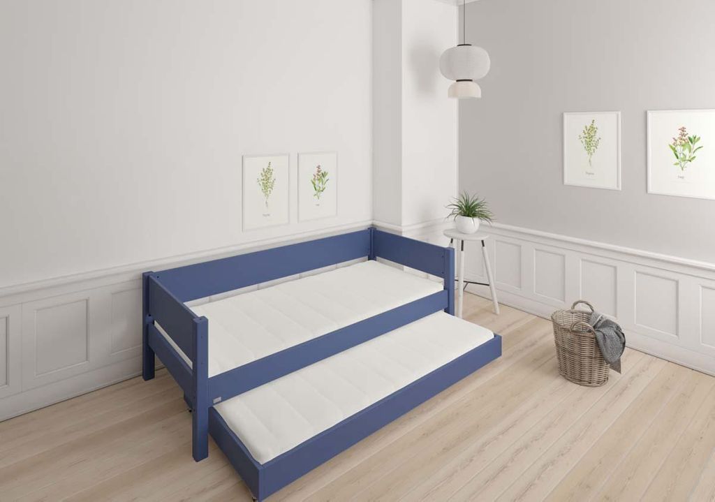 LIV Kinderbett 90 x 200 cm mit Ausziehbett Denim Blau
