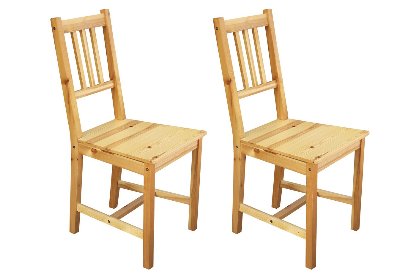 Stuhl, 2er-Set Kiefer Massivholz lackiert