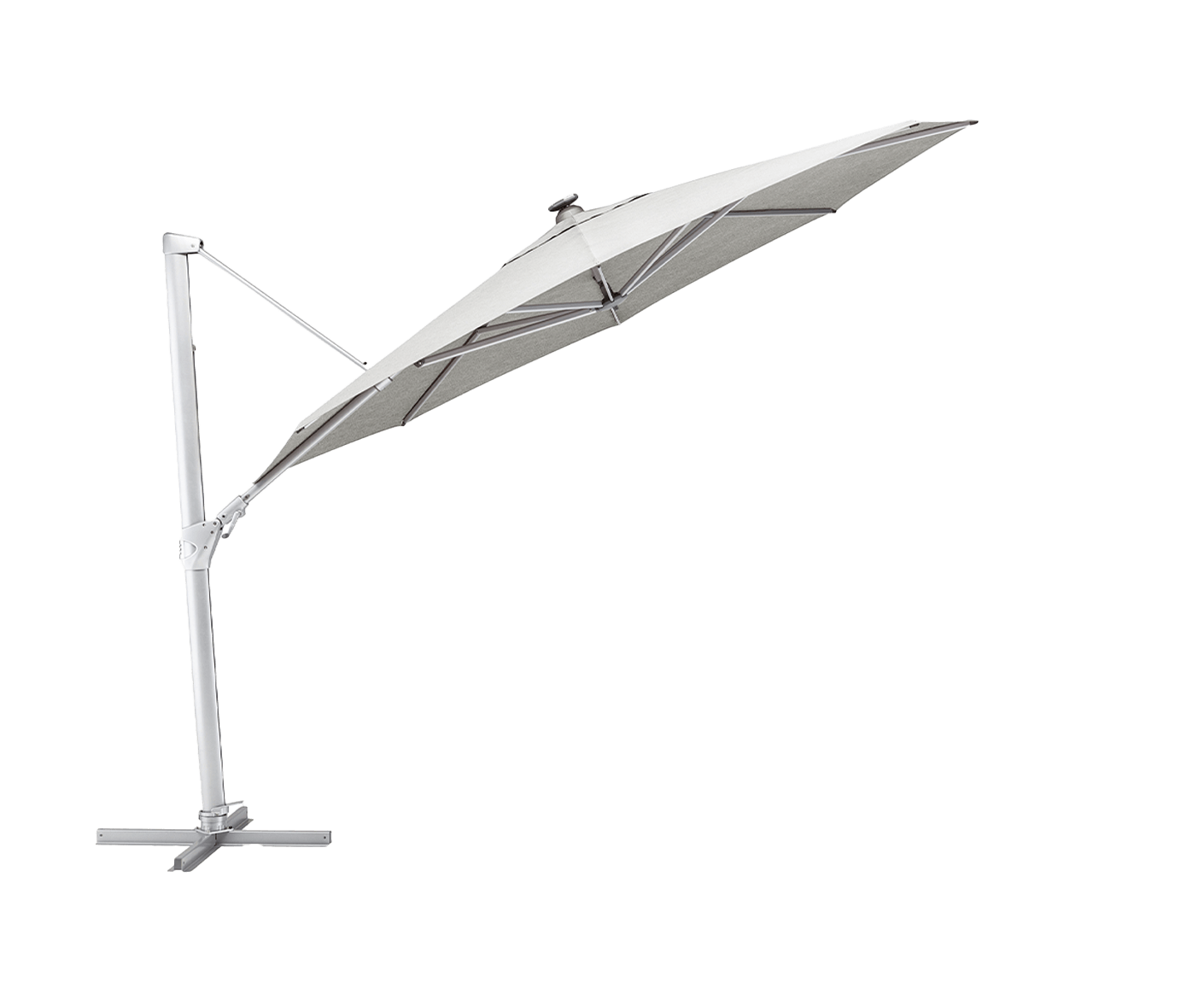 Kettler Easy Swing Ampelschirm Ø350 cm mit LED-Beleuchtung Silber / Hellgrau meliert