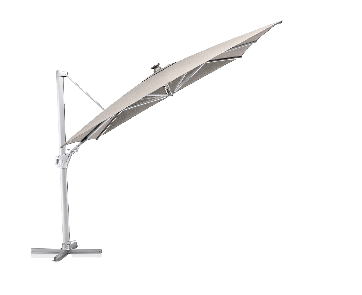 Kettler Easy Swing Ampelschirm 300 x 300 cm mit LED-Beleuchtung Silber / Hellgrau meliert