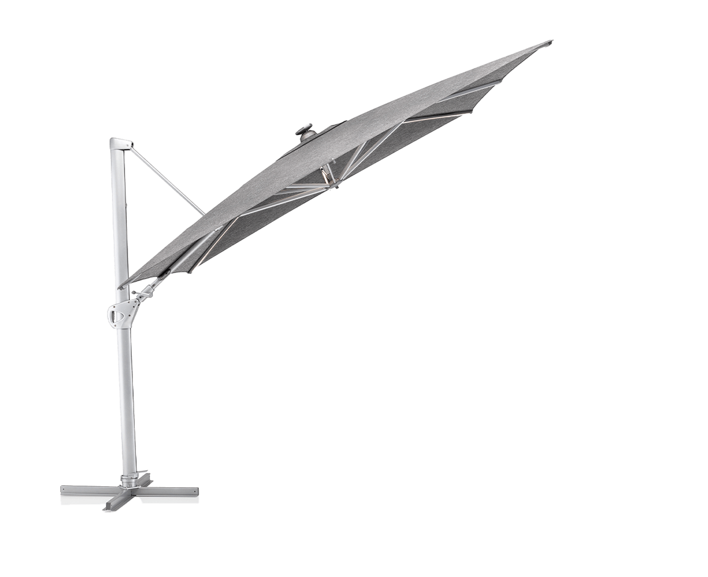 Kettler Easy Swing Ampelschirm 300 x 300 cm mit LED-Beleuchtung Silber / Grau