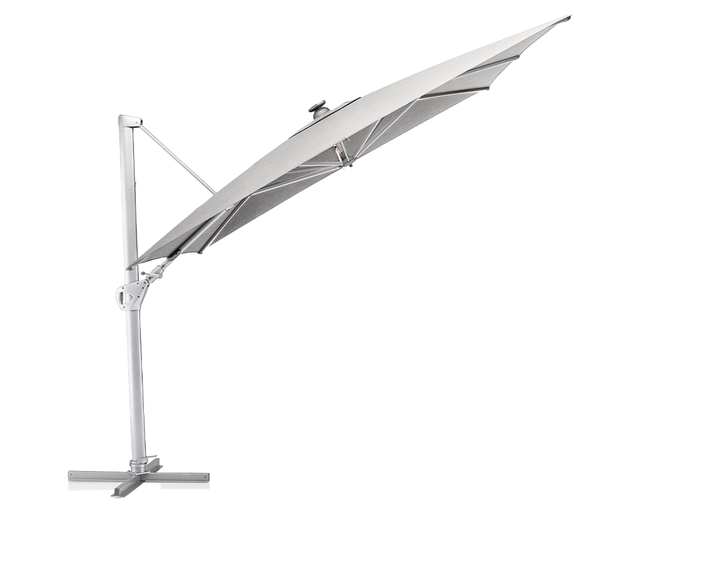 Kettler Easy Swing Ampelschirm 300 x 300 cm mit LED-Beleuchtung O‘bravia Silber / Grau