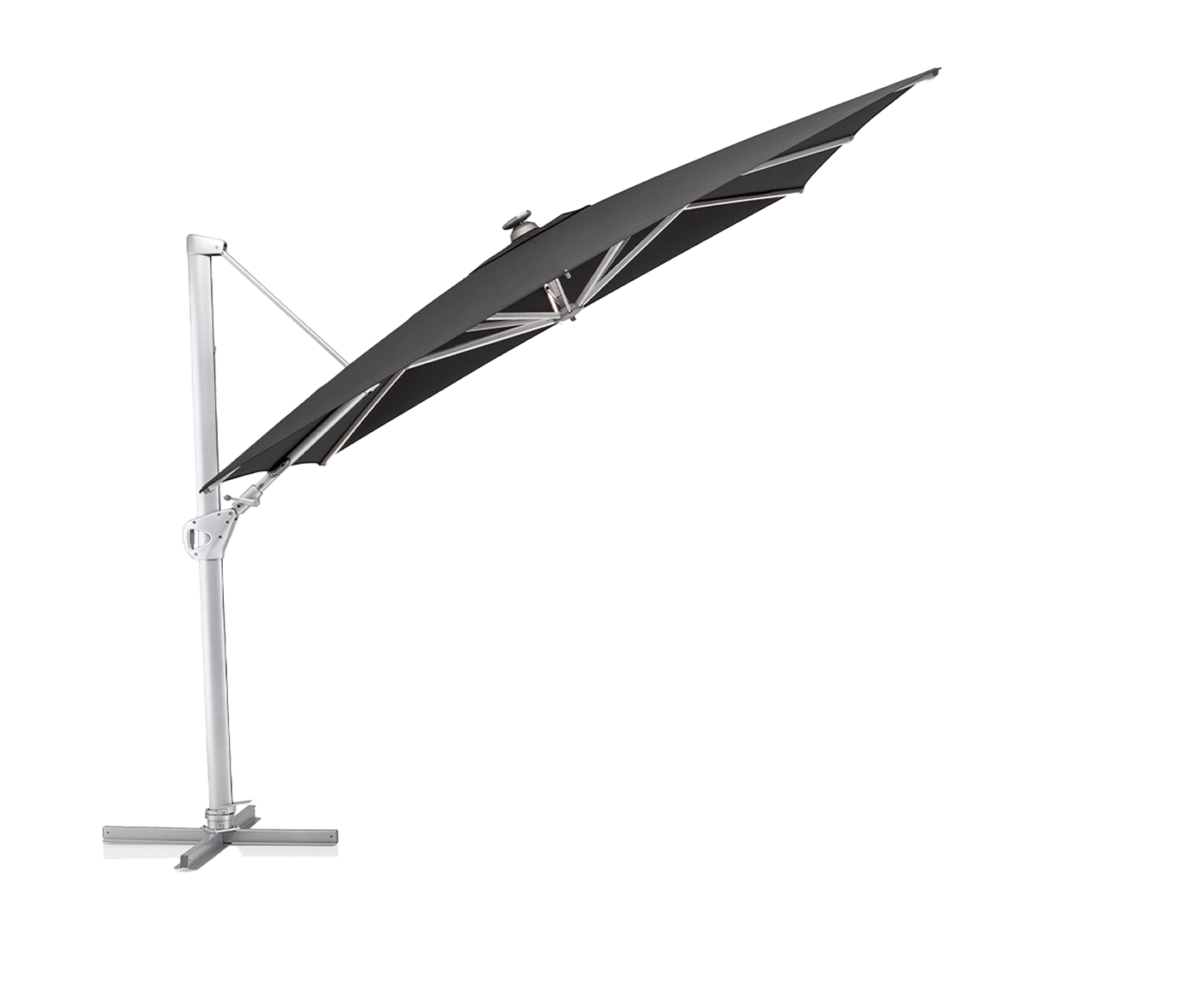 Kettler Easy Swing Ampelschirm 300 x 300 cm mit LED-Beleuchtung O‘bravia Silber / Schwarz