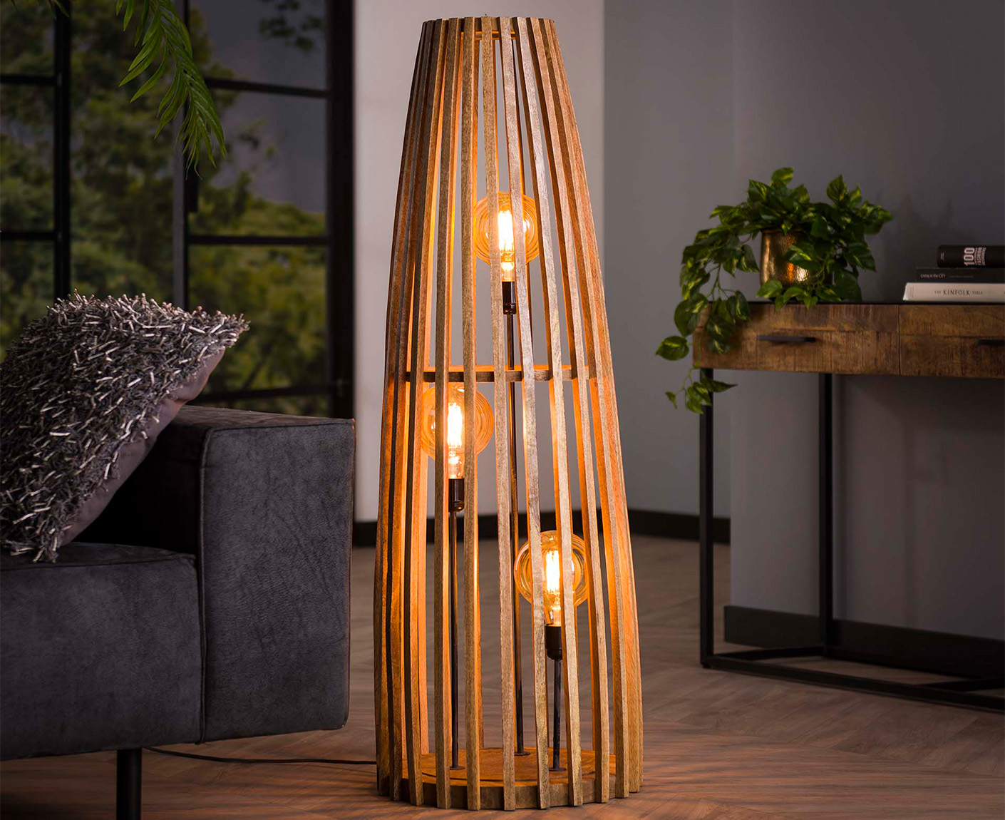 Stehlampe 3L Launch, Mango Massivholz