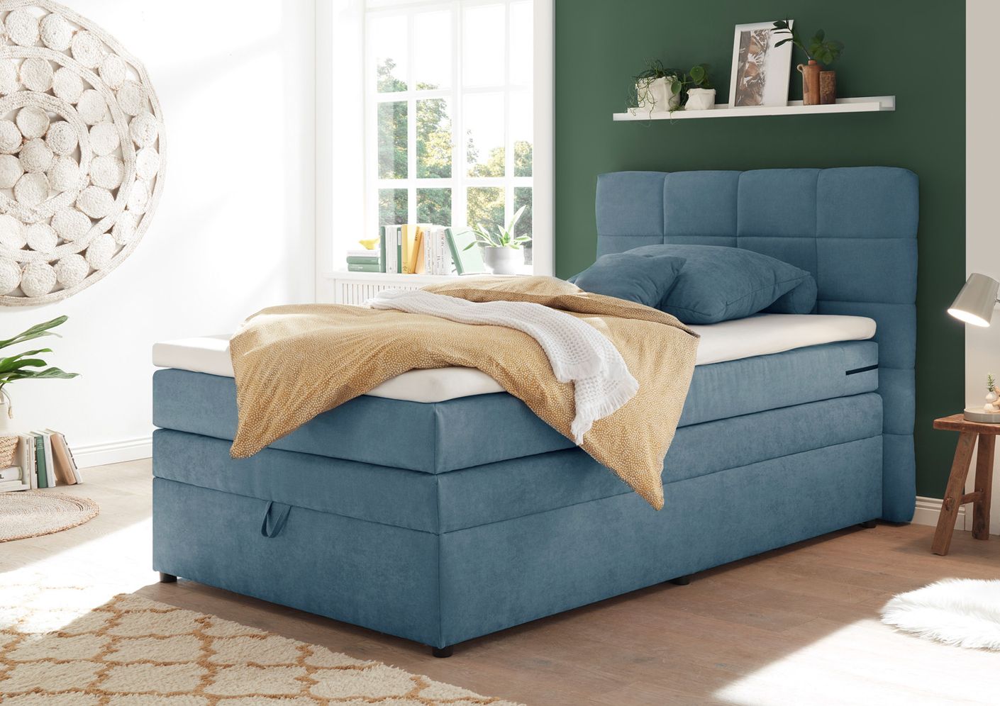 TACOMA Boxspringbett 140x200cm Blau