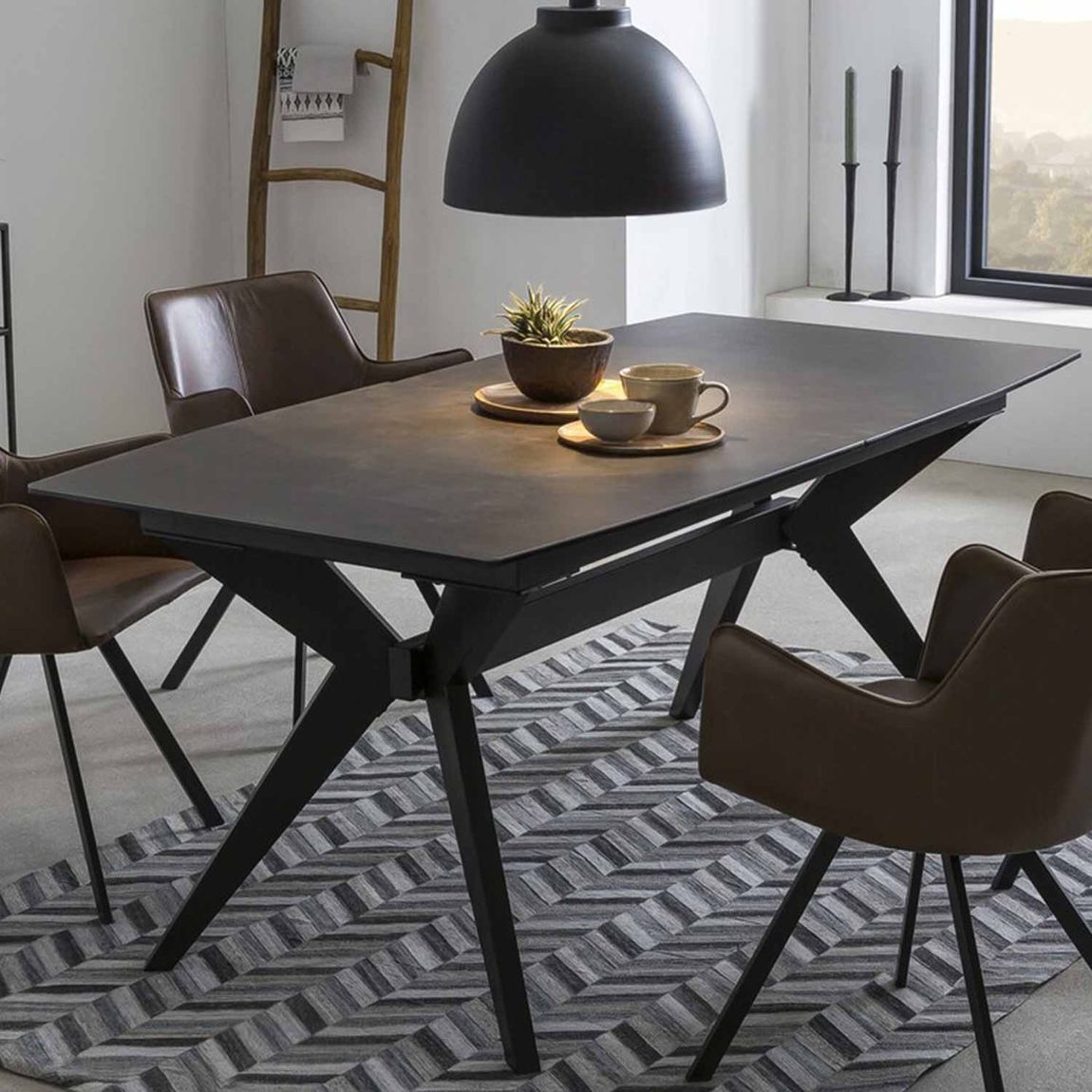 Esstisch 180 230x90 cm Keramik auf Sicherheitsglas, Anthrazit Esstisch 180 230x90 cm Keramik auf Sicherheitsglas, Anthrazit