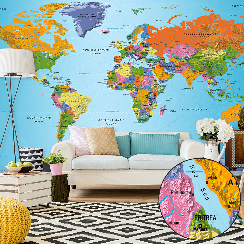 XXL Tapete - World Map: Colourful Geography II 500x280 cm