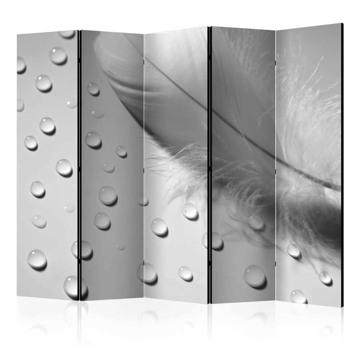 5-teiliges Paravent - White Feather II [Room Dividers] 225x172 cm