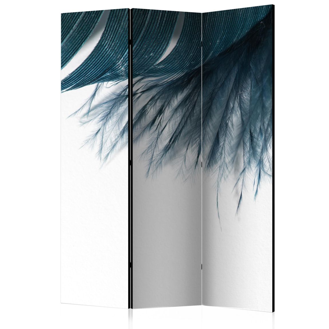 3-teiliges Paravent - Dark Blue Feather [Room Dividers] 135x172 cm