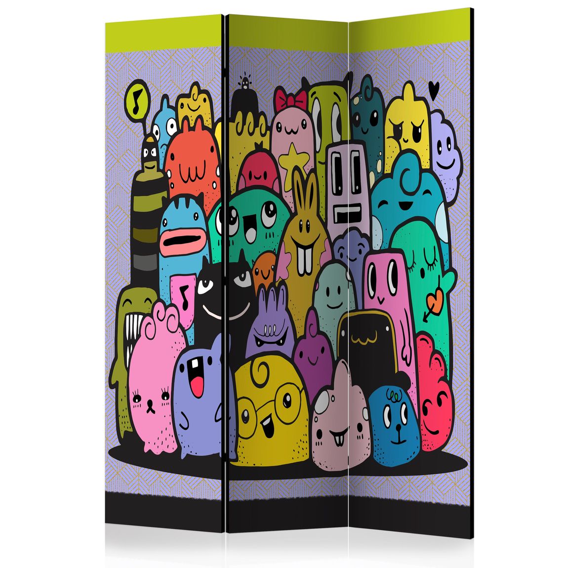 3-teiliges Paravent - Monsters from 3rd C Grade [Room Dividers] 135x172 cm
