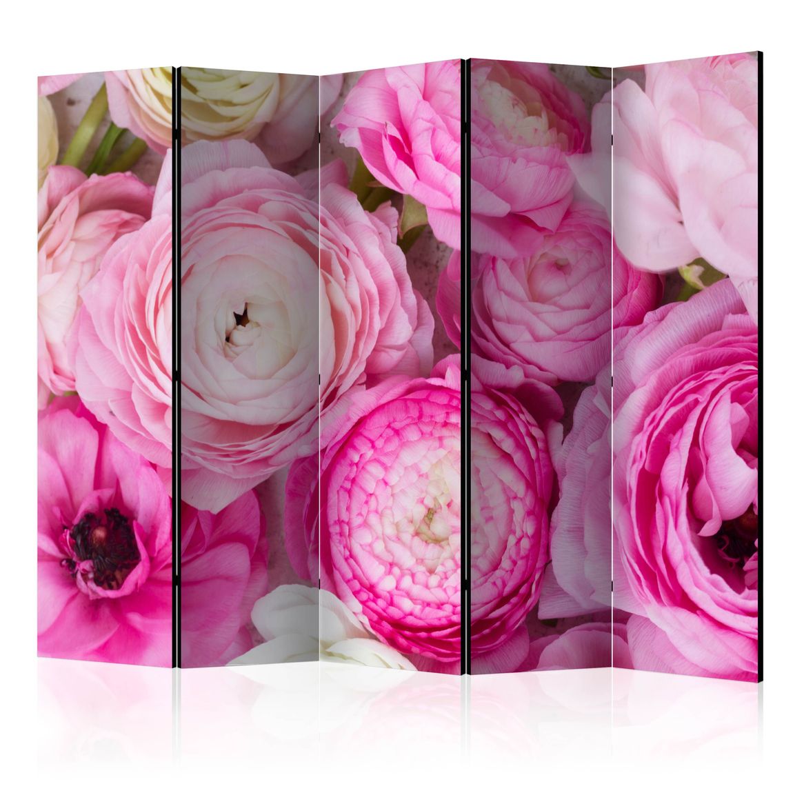 5-teiliges Paravent - Ranunculus Flowers II [Room Dividers] 225x172 cm