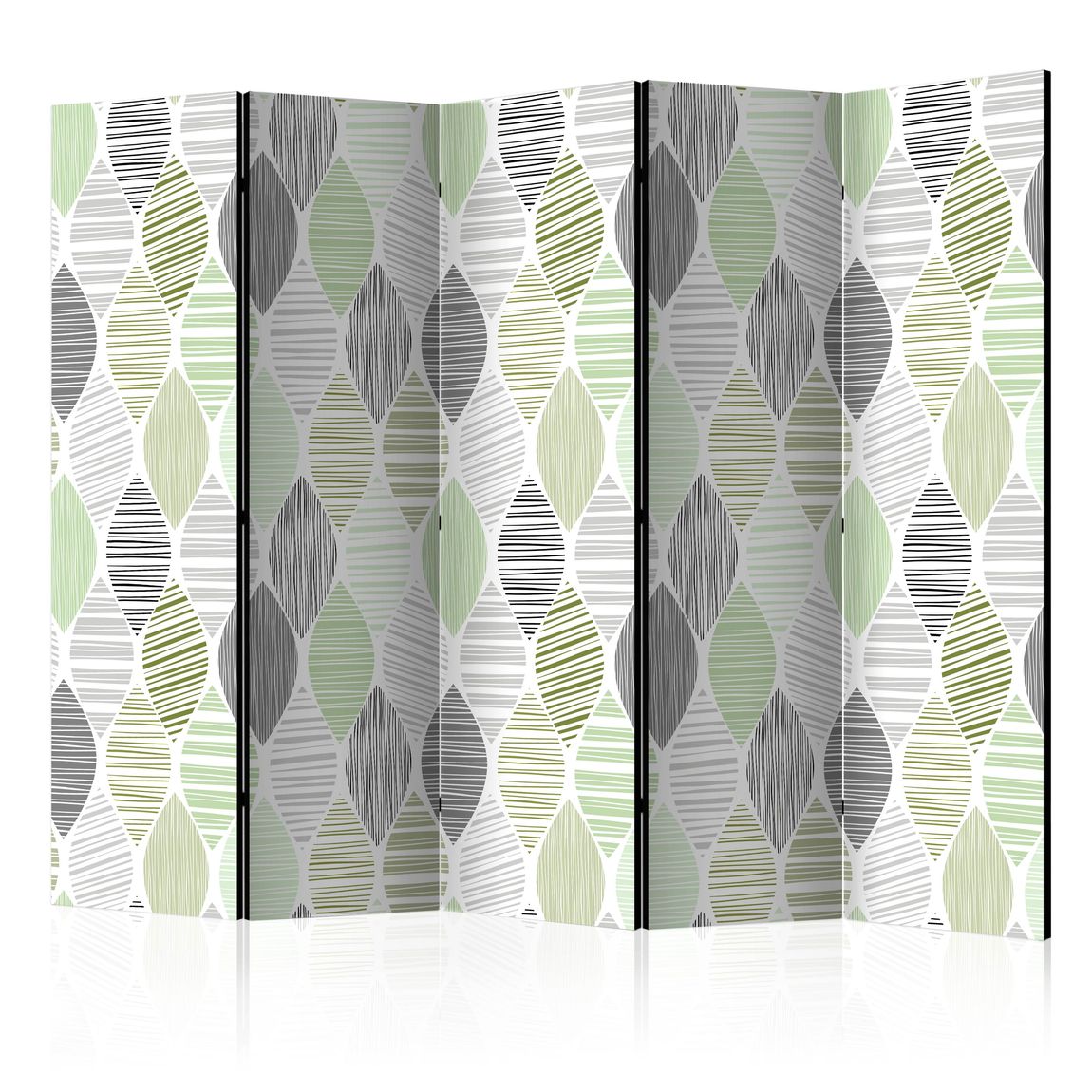 5-teiliges Paravent - Green Tears II [Room Dividers] 225x172 cm