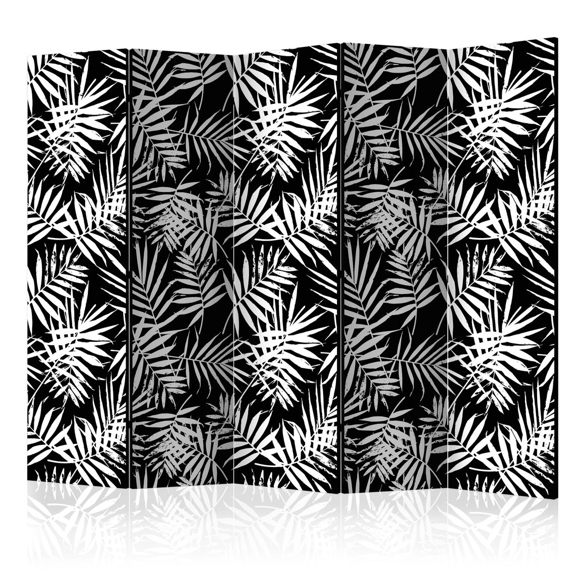 5-teiliges Paravent - Black and White Jungle II [Room Dividers]