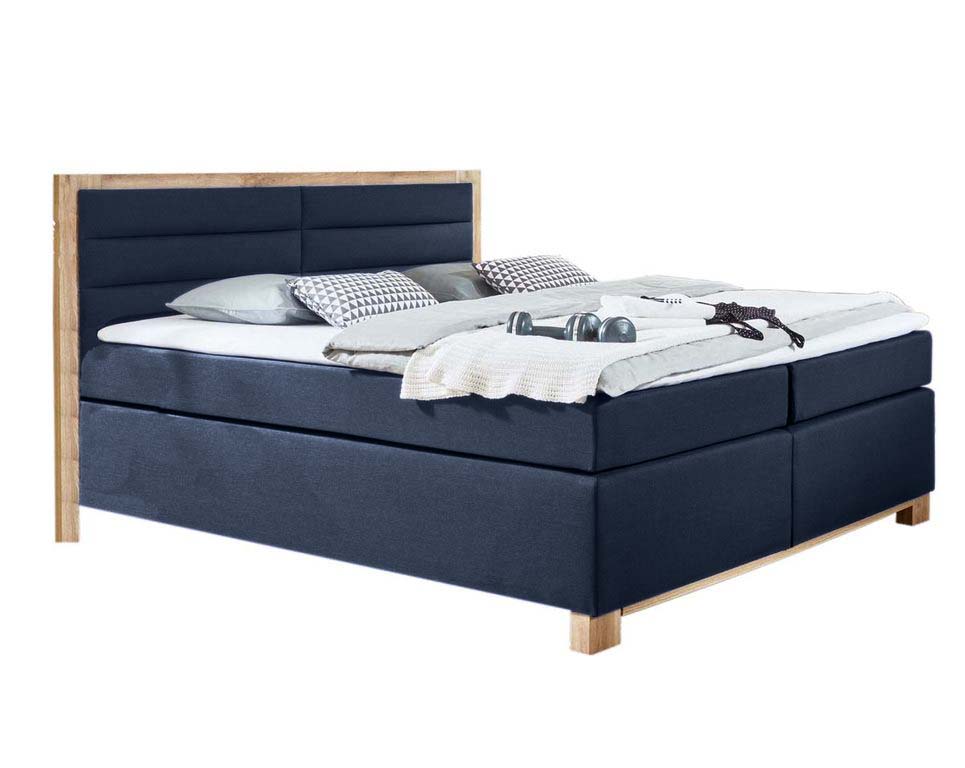 Ohio Boxspringbett 180 x 200 cm Blau Sawana / Plankeneiche