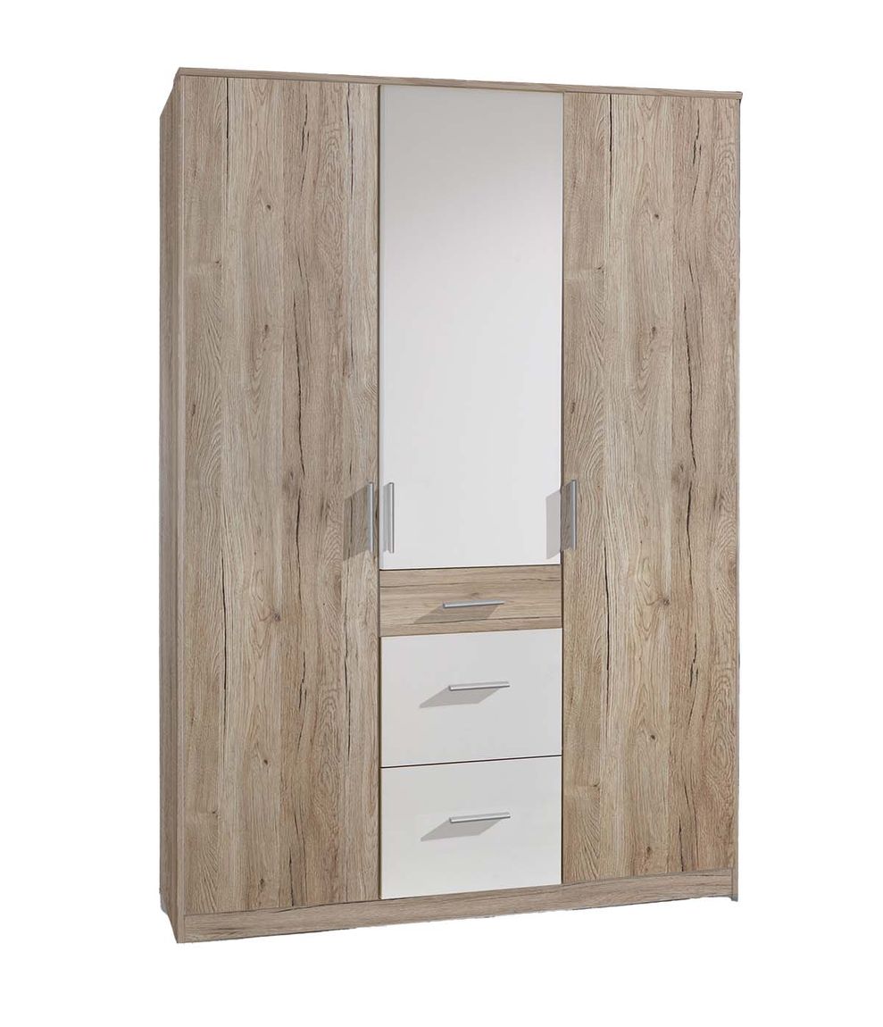 Joker 3-türiger Kleiderschrank San Remo Eiche / Weiß