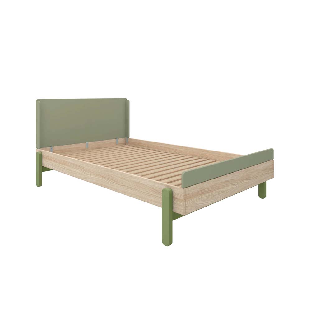 Popsicle Kinderbett mit großem Kopf- und Fußteil 120x200 cm Eiche / Grün
