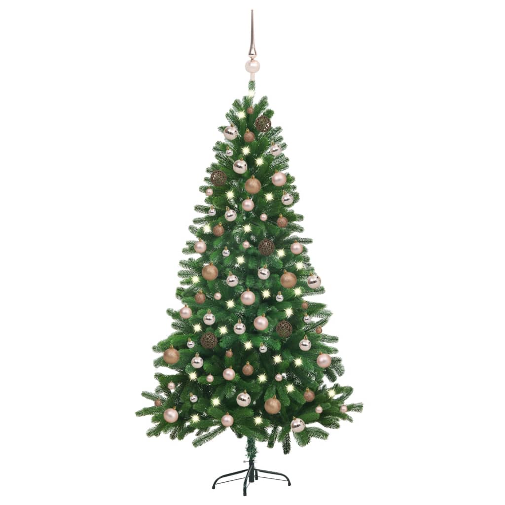 Künstlicher Weihnachtsbaum mit LEDs & Kugeln 150 cm Grün 87459
