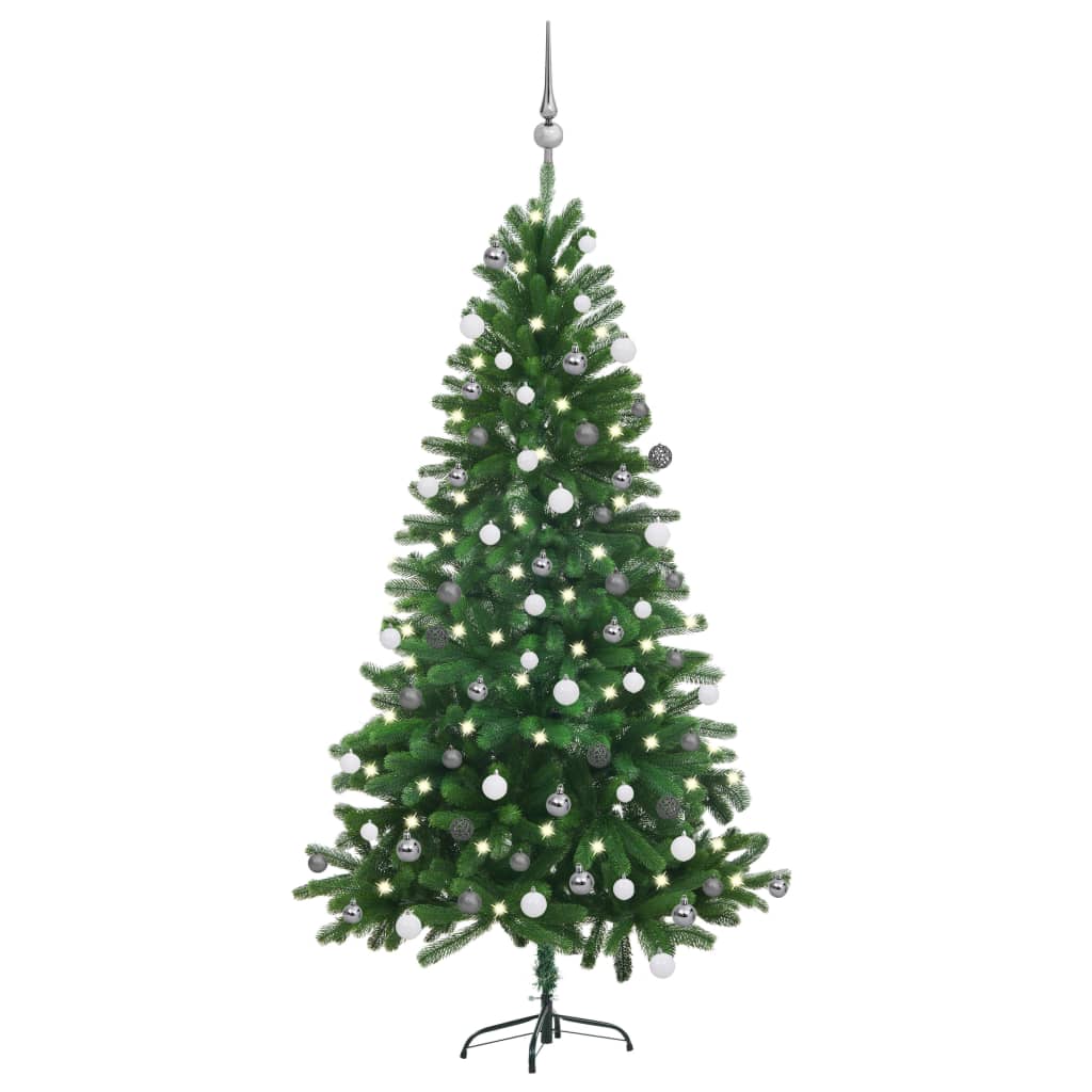 Künstlicher Weihnachtsbaum mit LEDs & Kugeln 150 cm Grün 87460