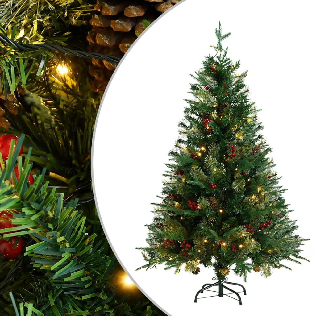 Weihnachtsbaum mit LEDs & Kiefernzapfen Grün 120 cm PVC & PE 88622