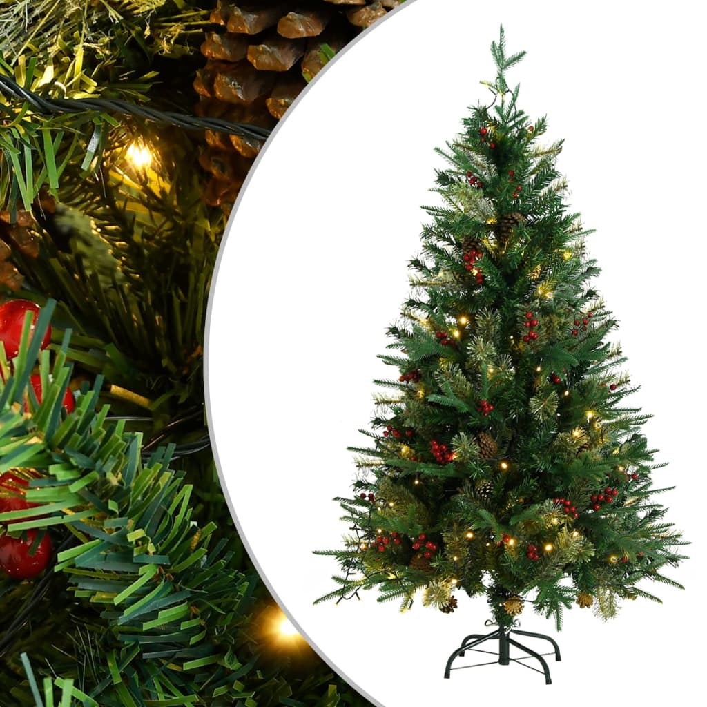 Weihnachtsbaum mit LEDs & Kiefernzapfen Grün 150 cm PVC & PE 127468