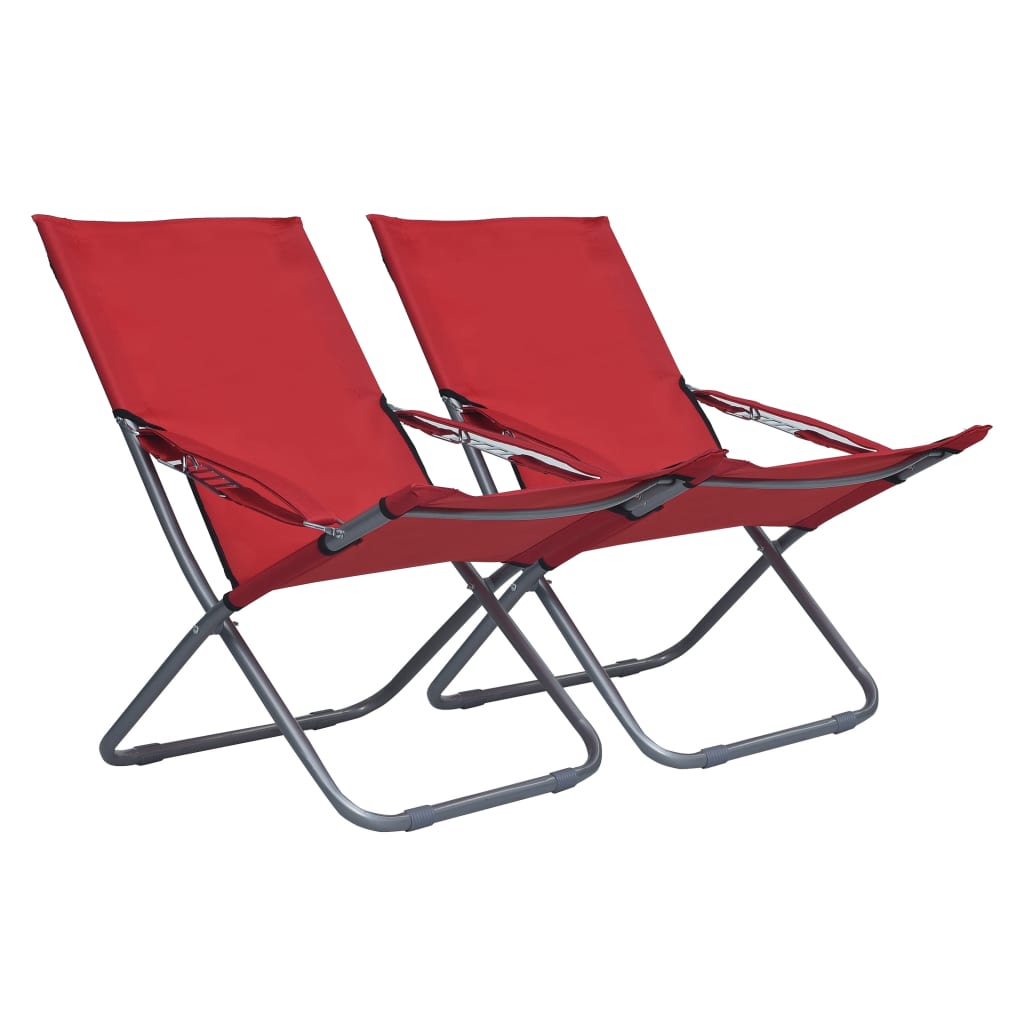 Klappbare Strandstühle 2 Stk. Stoff Rot 95059