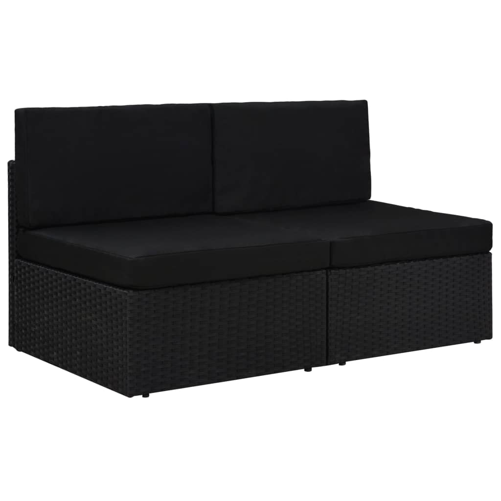 Modulares 2-Sitzer-Sofa Poly Rattan Schwarz 96463