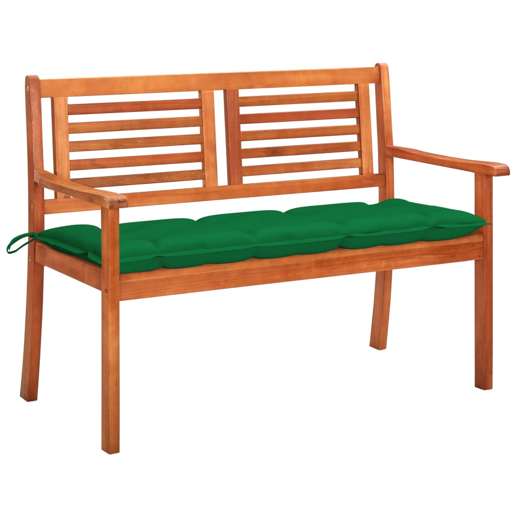 2-Sitzer-Gartenbank mit Auflage 120 cm Massivholz Eukalyptus 96570