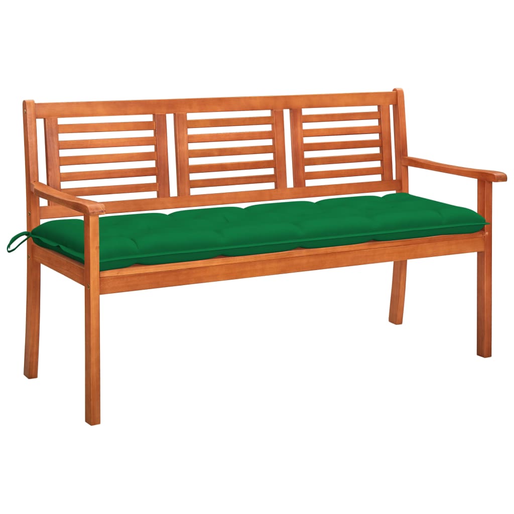 3-Sitzer-Gartenbank mit Auflage 150 cm Massivholz Eukalyptus 97368
