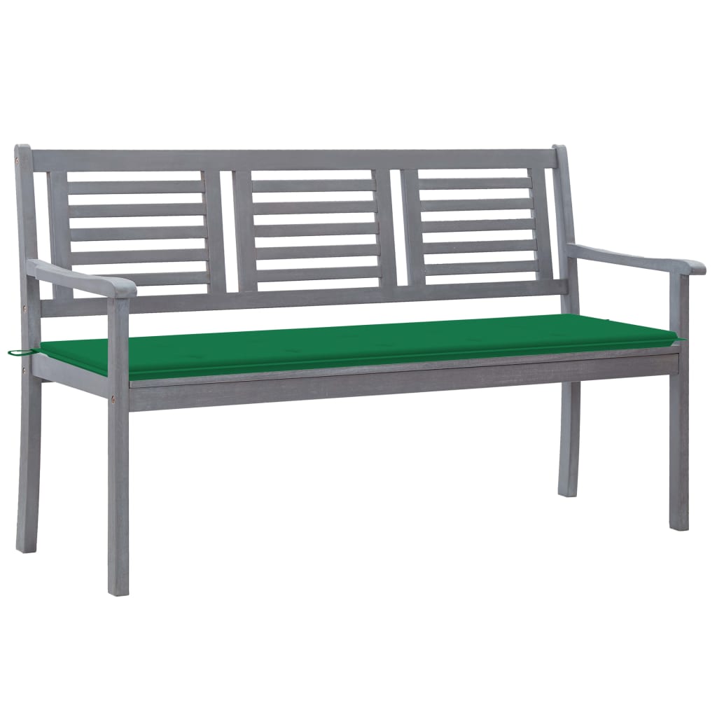 3-Sitzer-Gartenbank mit Auflage 150 cm Grau Eukalyptusholz 98922