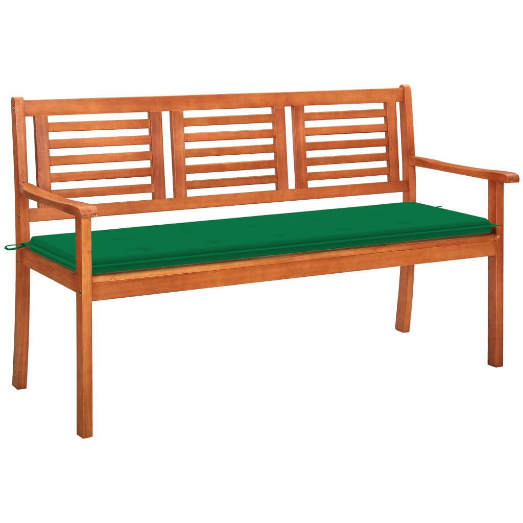 3-Sitzer-Gartenbank mit Auflage 150 cm Massivholz Eukalyptus 99546