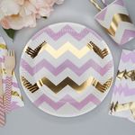 Pappbecher Zickzack lila gold 250 ml 8 Stück