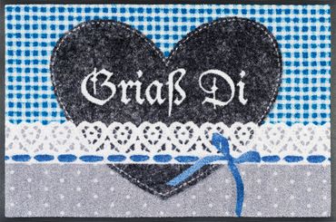 wash+dry Fu&szlig;matte Gria&szlig; Di Herzerl 50 x 75 cm waschbare Schmutzmatte  – Bild 1